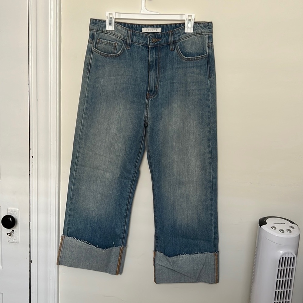 Cropped, Flared Jeans - Nature
